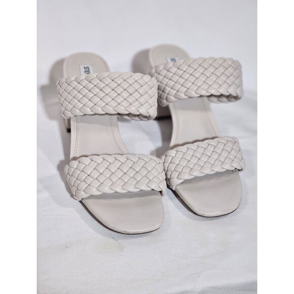 STEVE MADDEN Sandals Heel Daphnee Braided Block Size 10M Bone color - Picture 4 of 5